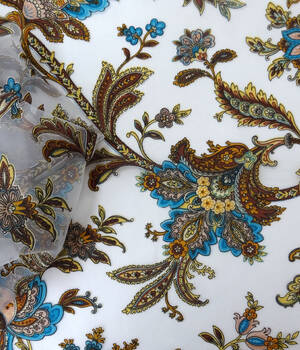 Органза, бирюзовые цветы